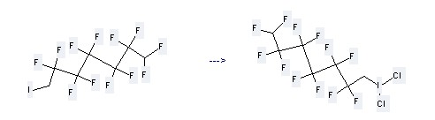 Heptane,1,1,2,2,3,3,4,4,5,5,6,6-dodecafluoro-7-iodo- can be used to produce 1-(Dichloroiodo)-2,2,3,3,4,4,5,5,6,6,7,7-dodecafluoroheptane